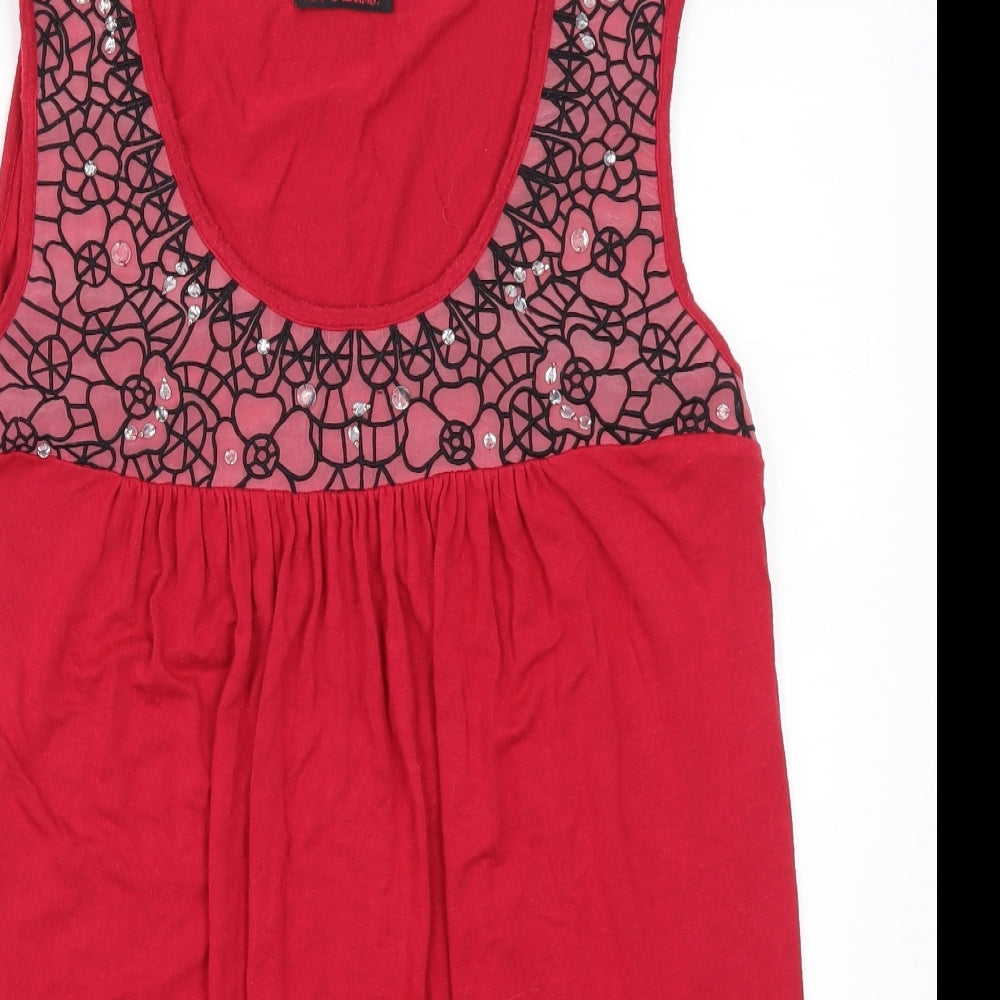 So Fabulous Womens Pink Floral  Basic Tank Size 16