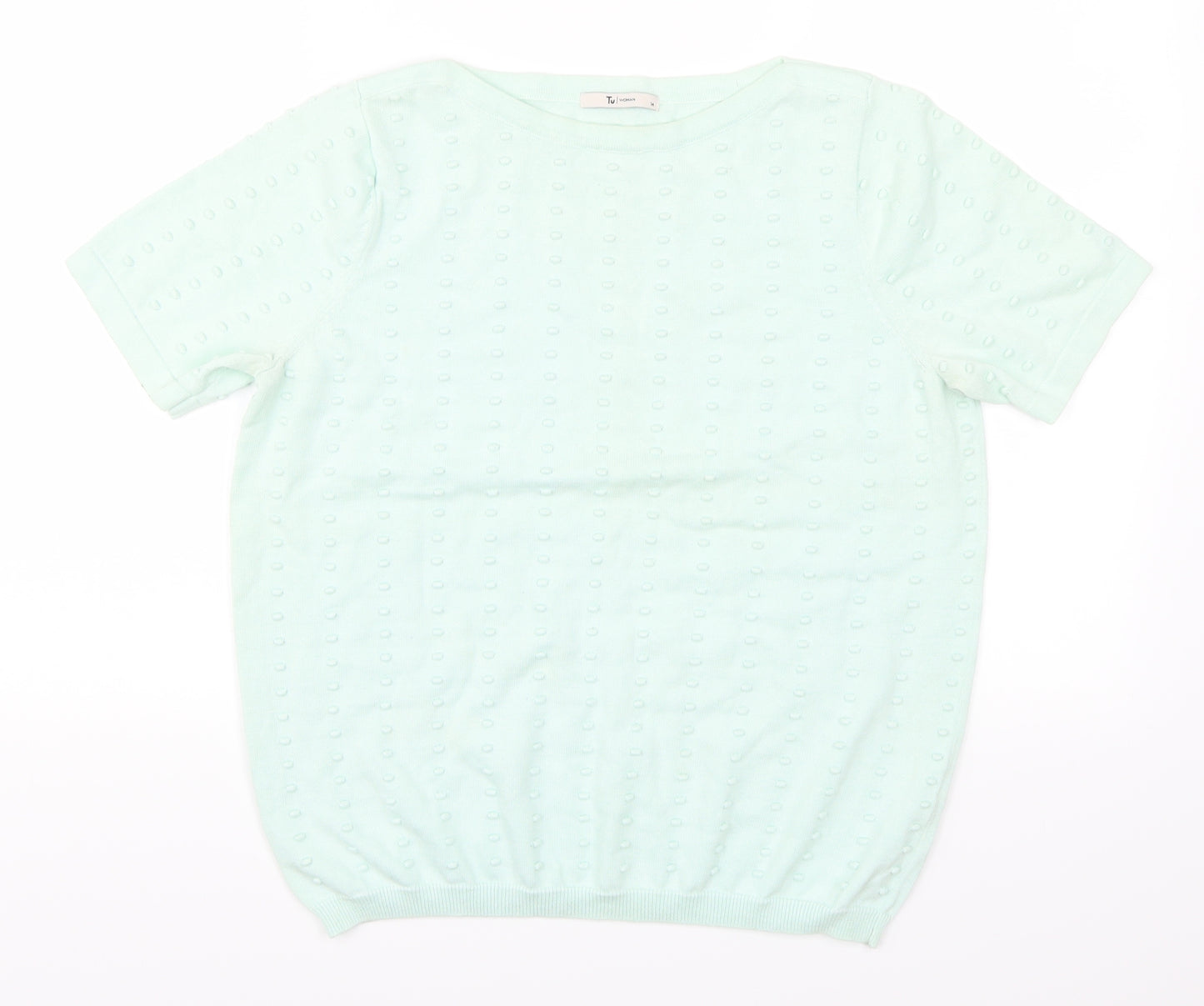 TU Womens Green   Pullover Jumper Size 14  - Pom Pom