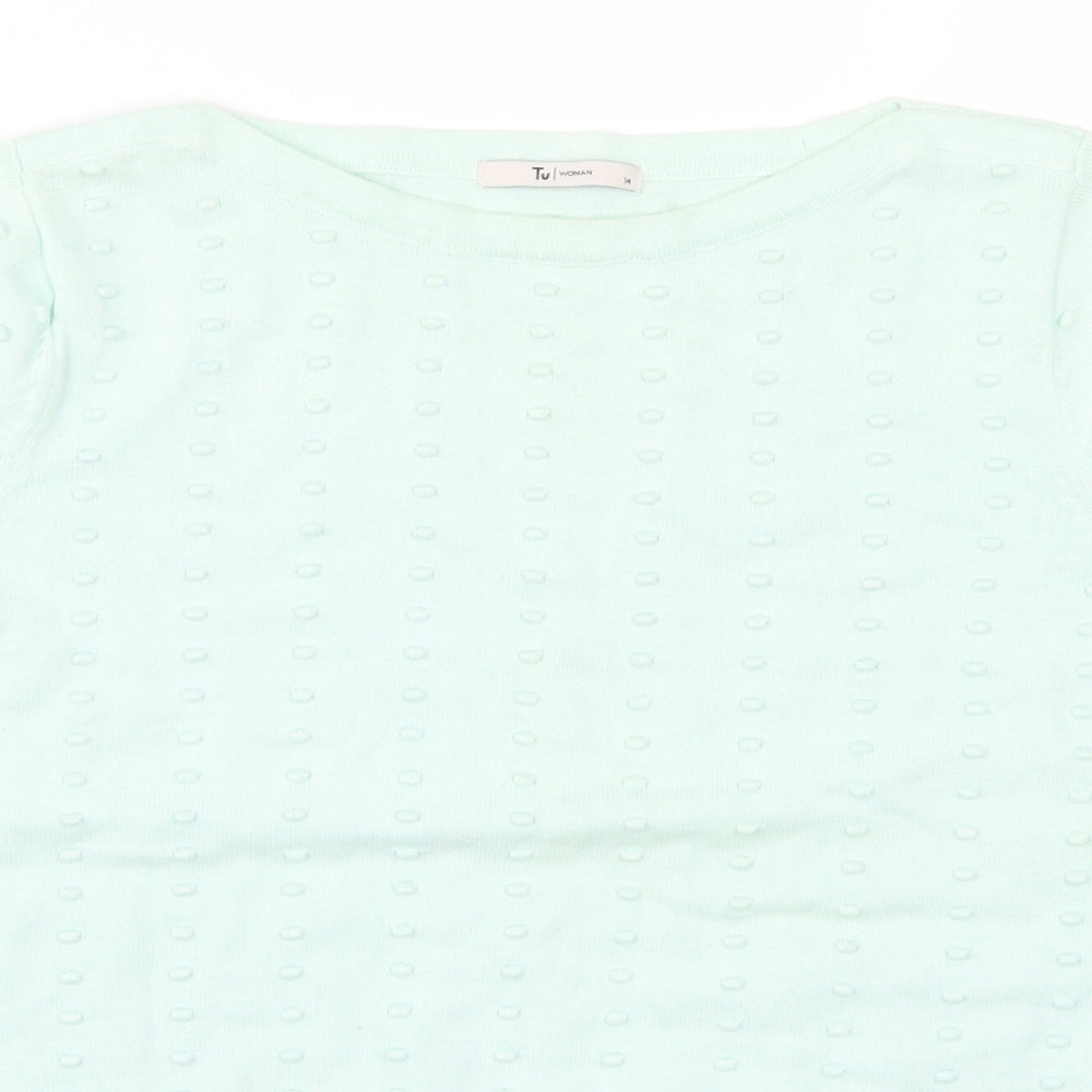 TU Womens Green   Pullover Jumper Size 14  - Pom Pom