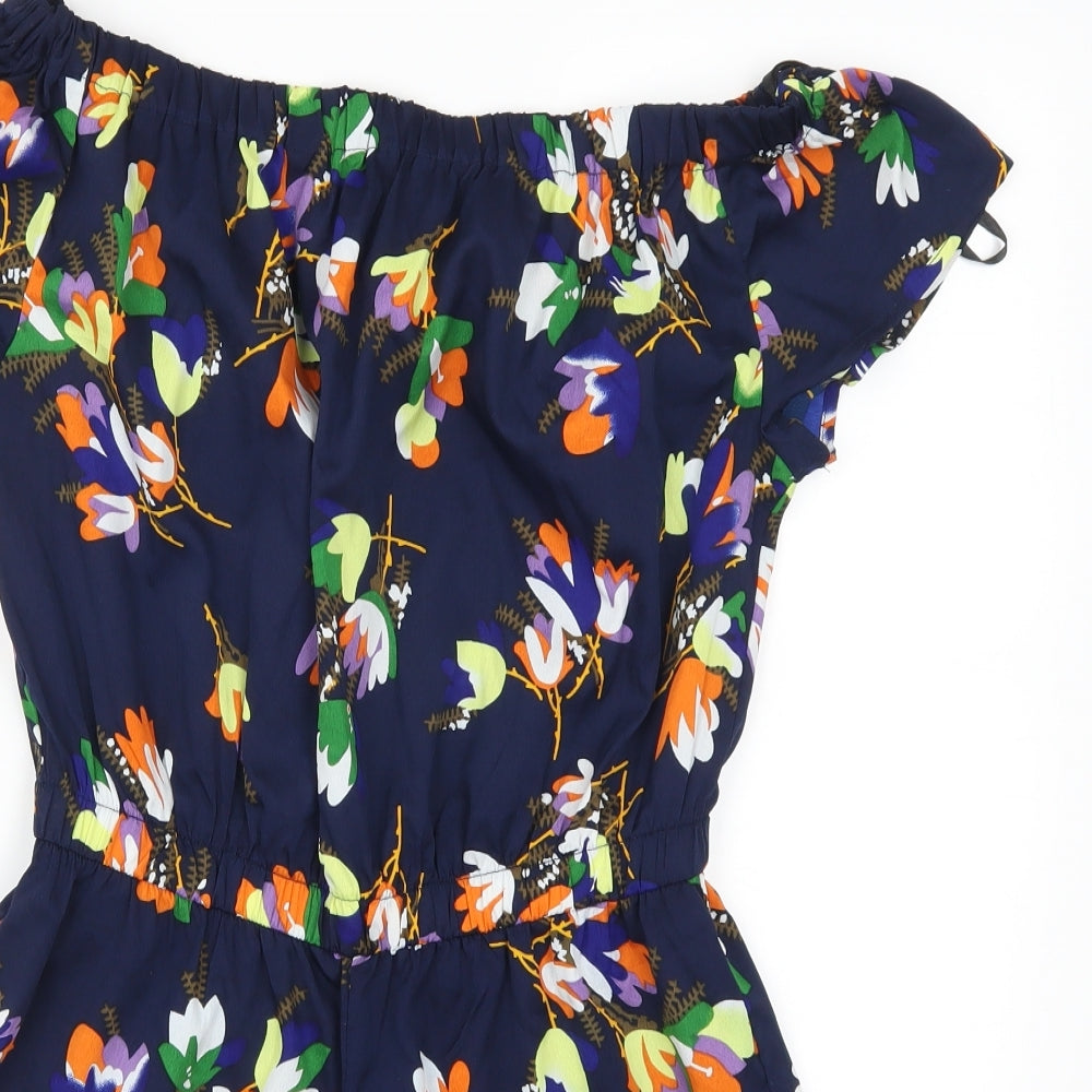 Atmosphere Womens Blue Floral  Playsuit One-Piece Size 12 L3 in