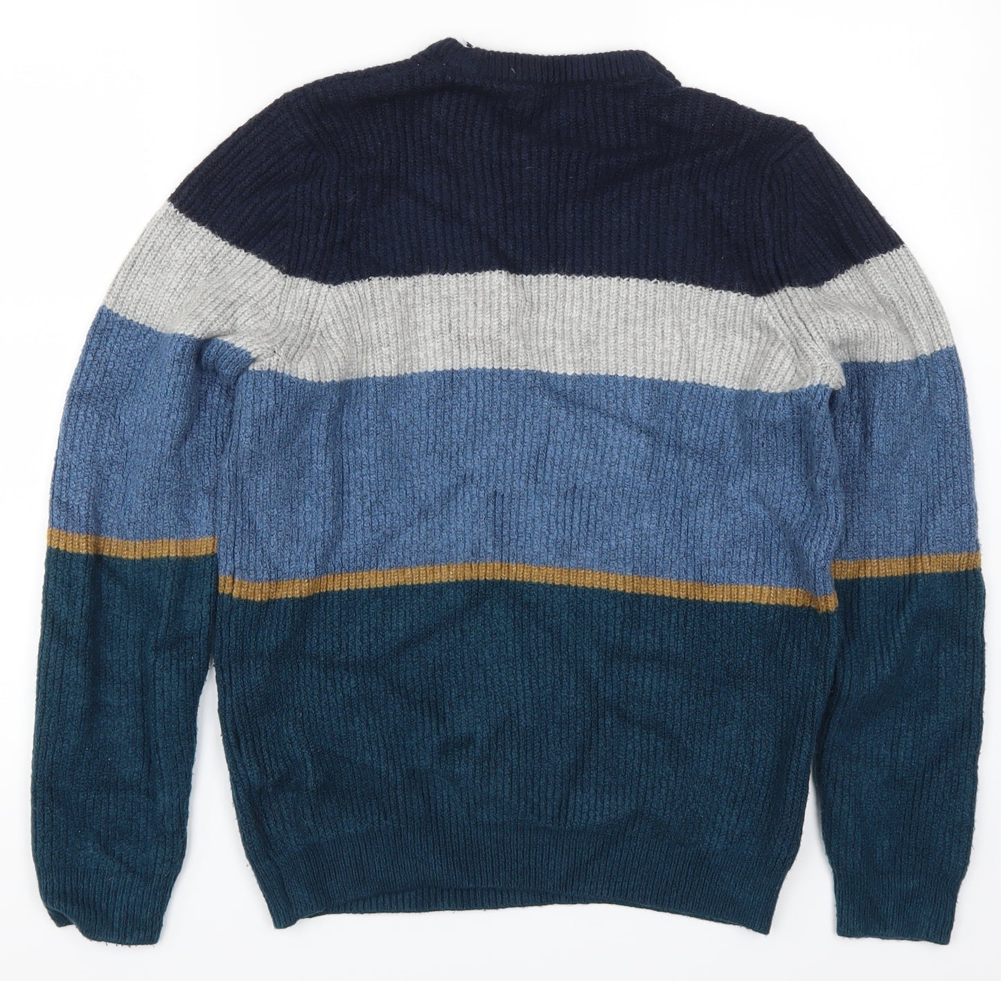 Marks and Spencer Mens Blue Striped  Pullover Jumper Size L