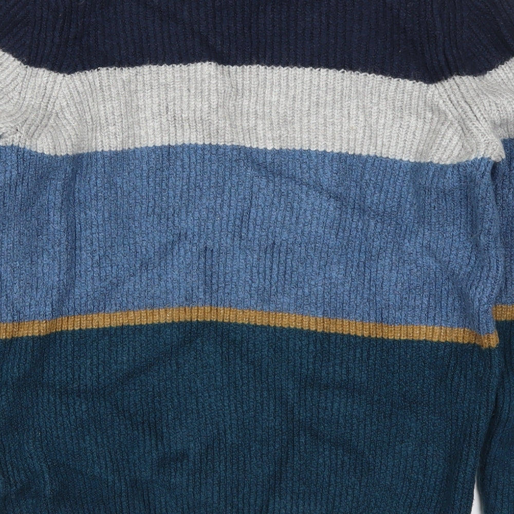 Marks and Spencer Mens Blue Striped  Pullover Jumper Size L