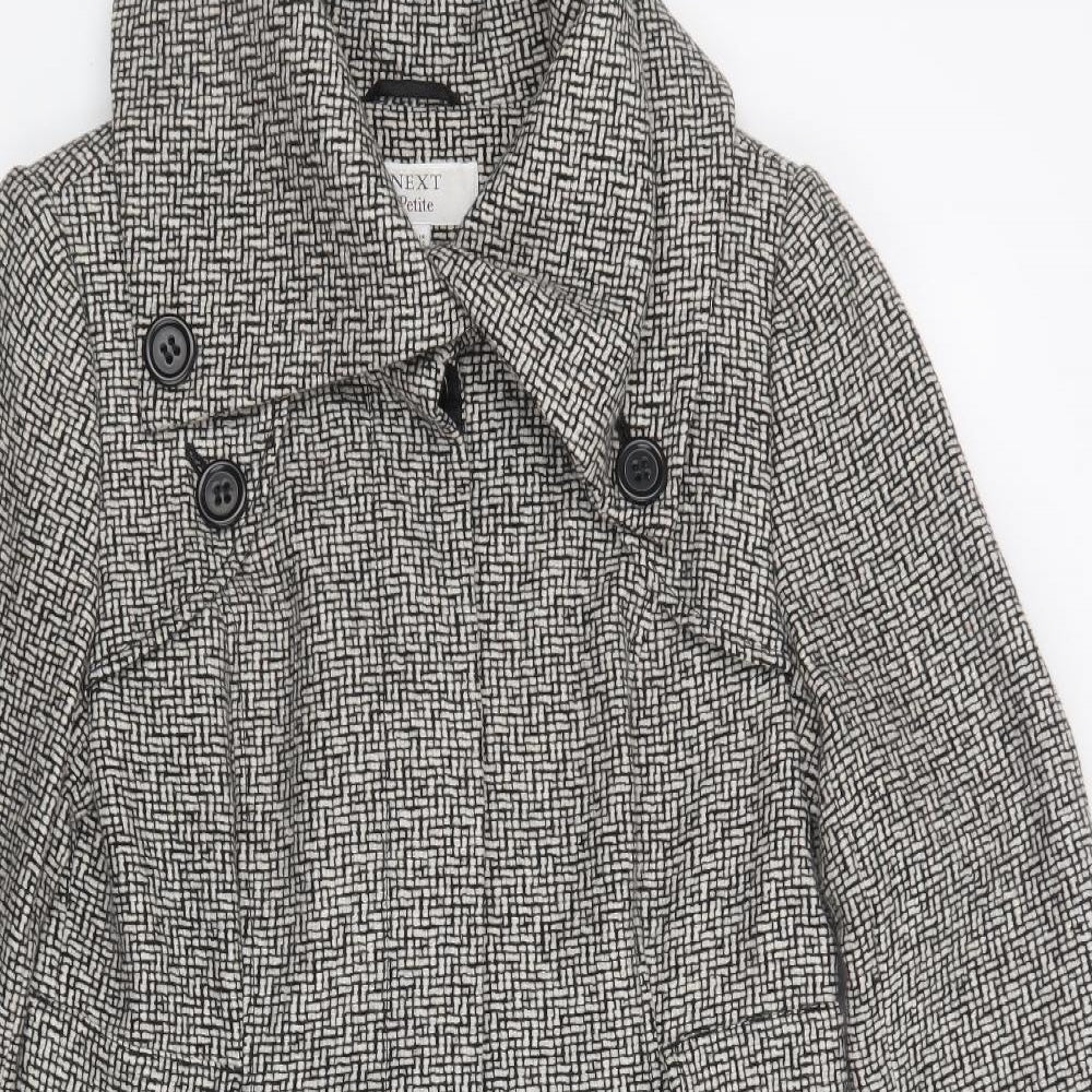 NEXT Womens Black Geometric  Pea Coat Coat Size 14