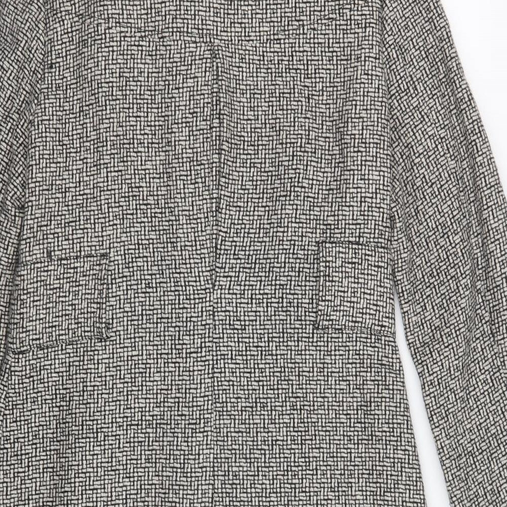 NEXT Womens Black Geometric  Pea Coat Coat Size 14