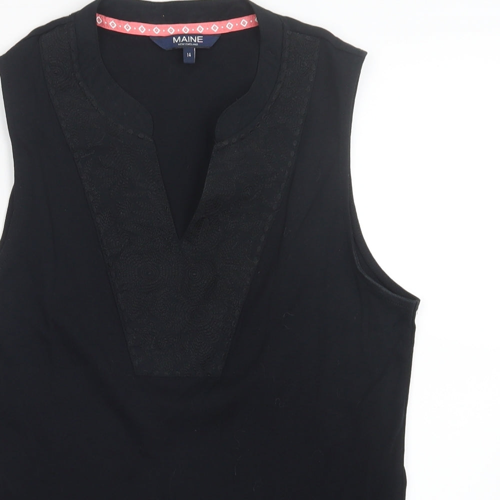 Maine Womens Black   Basic T-Shirt Size 14