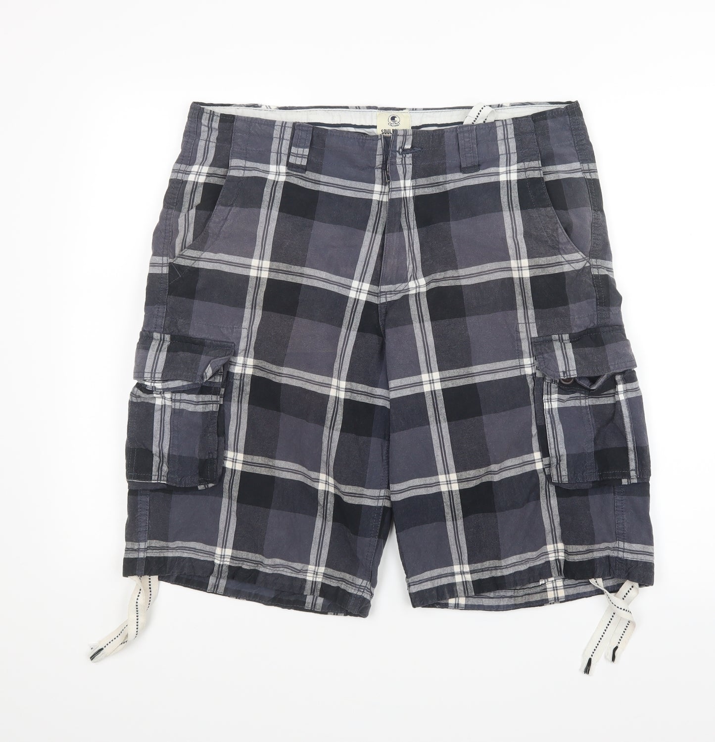 SoulCal&Co Mens Blue Check  Cargo Shorts Size L