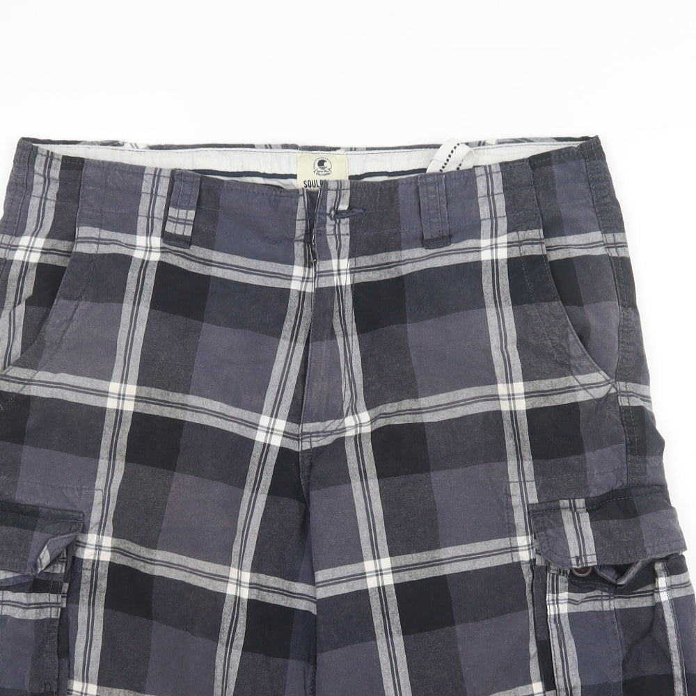 SoulCal&Co Mens Blue Check  Cargo Shorts Size L
