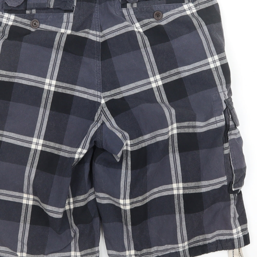 SoulCal&Co Mens Blue Check  Cargo Shorts Size L