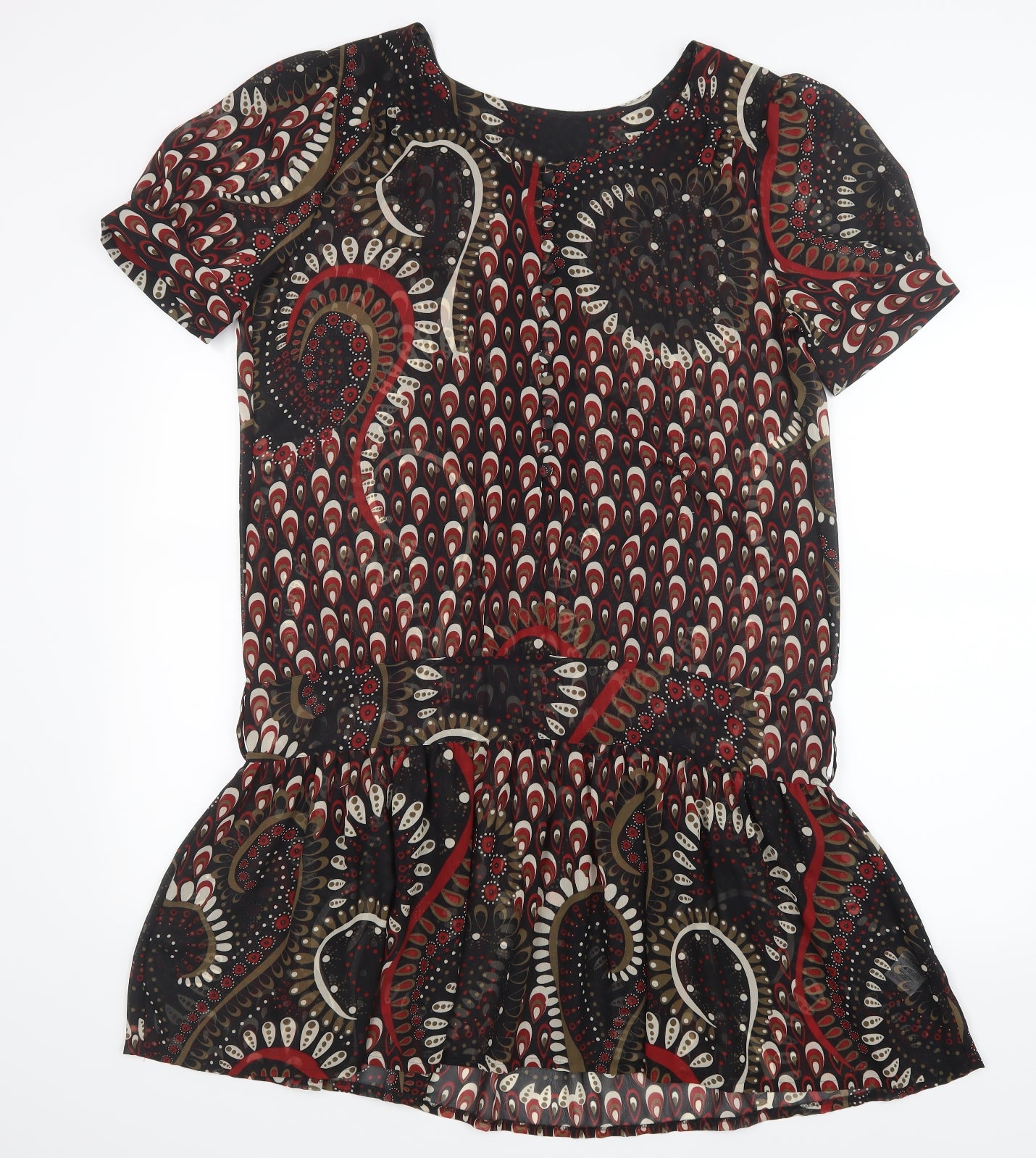 NEXT Womens Black Geometric Mesh T-Shirt Dress  Size 14