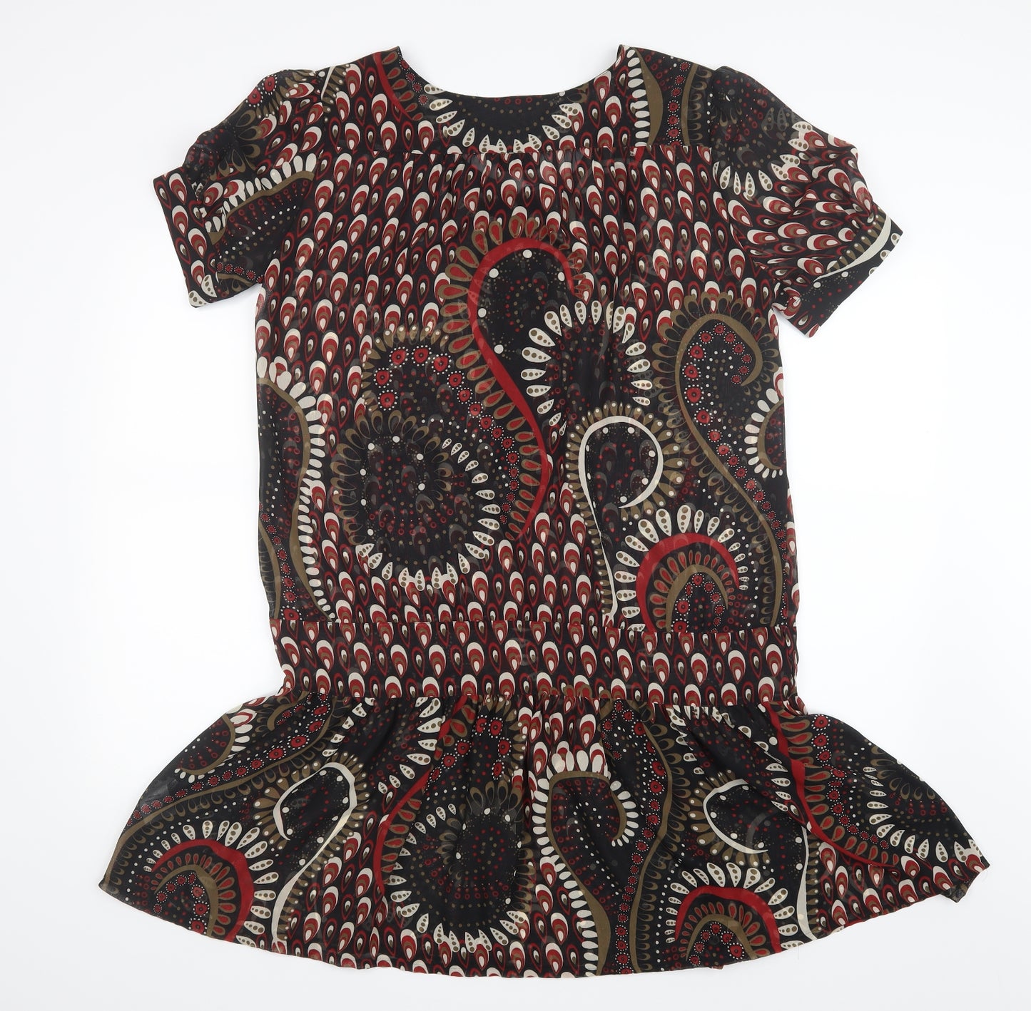 NEXT Womens Black Geometric Mesh T-Shirt Dress  Size 14