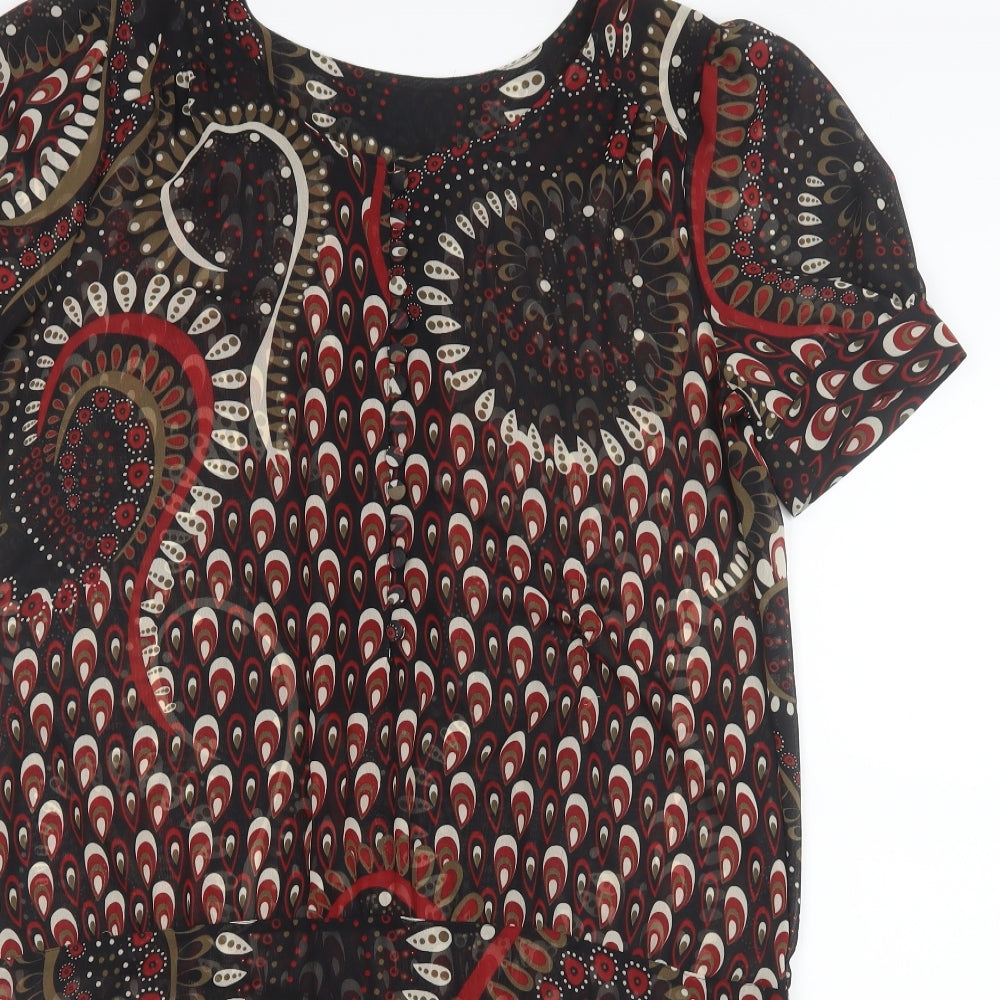 NEXT Womens Black Geometric Mesh T-Shirt Dress  Size 14