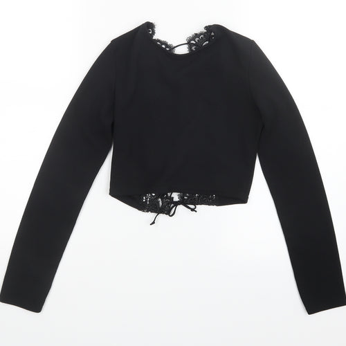 PRETTYLITTLETHING Womens Black   Cropped T-Shirt Size 6