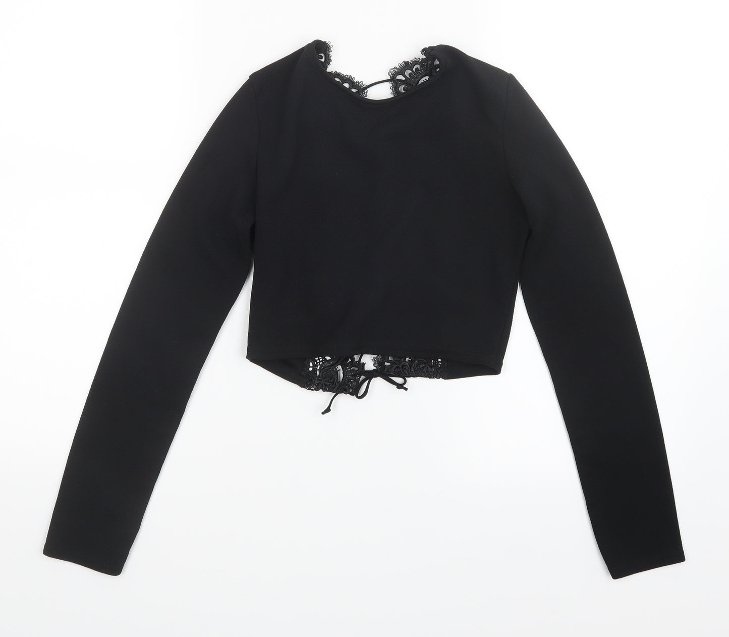 PRETTYLITTLETHING Womens Black   Cropped T-Shirt Size 6