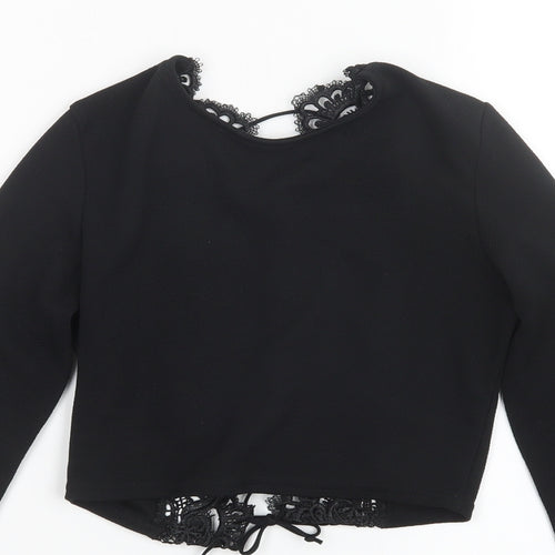 PRETTYLITTLETHING Womens Black   Cropped T-Shirt Size 6