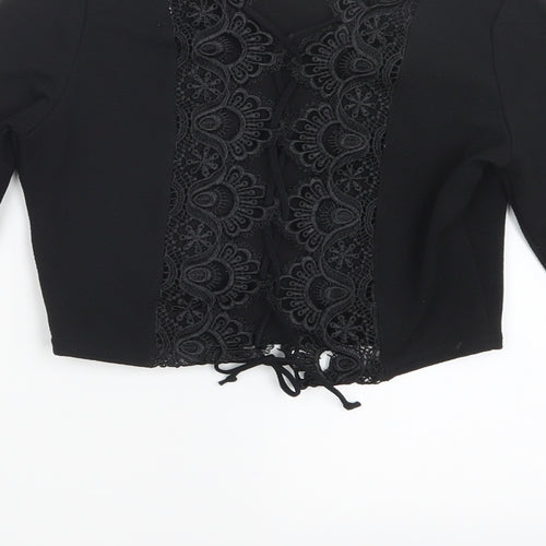 PRETTYLITTLETHING Womens Black   Cropped T-Shirt Size 6