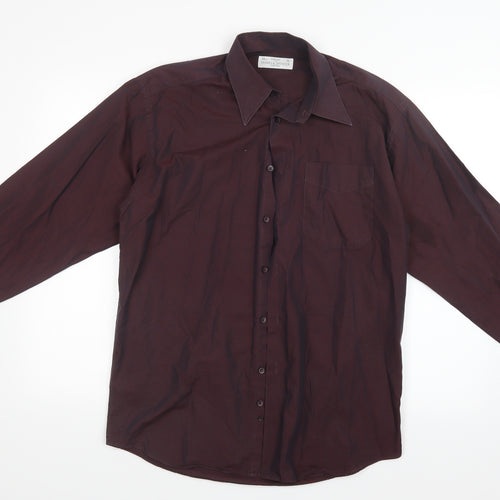 Marks and Spencer Mens Purple    Button-Up Size 15