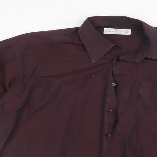 Marks and Spencer Mens Purple    Button-Up Size 15