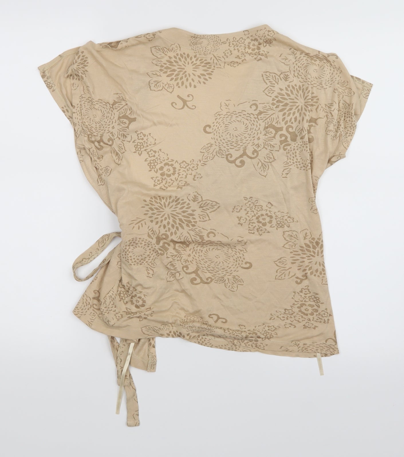 Wallis Womens Beige Floral  Wrap T-Shirt Size 10