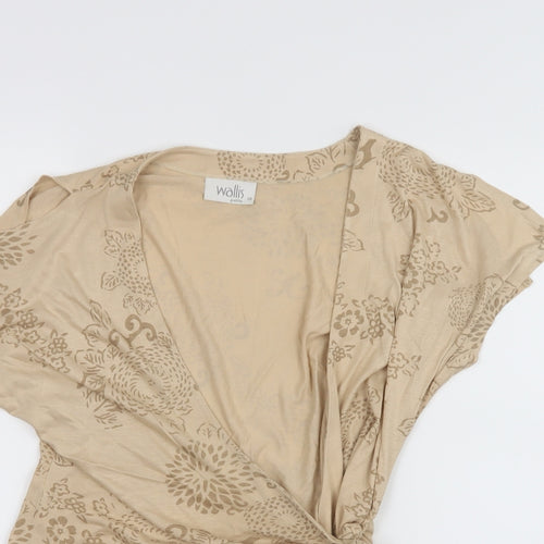 Wallis Womens Beige Floral  Wrap T-Shirt Size 10