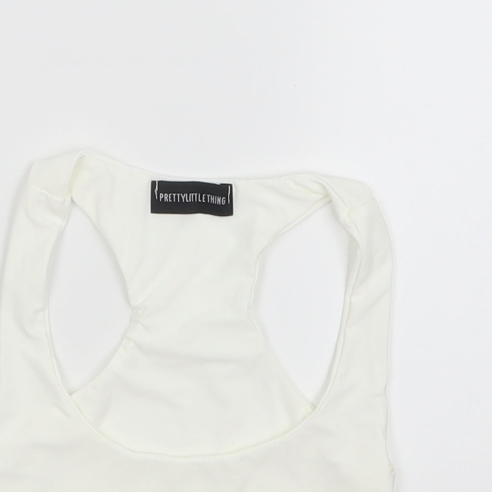 PRETTYLITTLETHING Womens White   Cropped T-Shirt Size 6