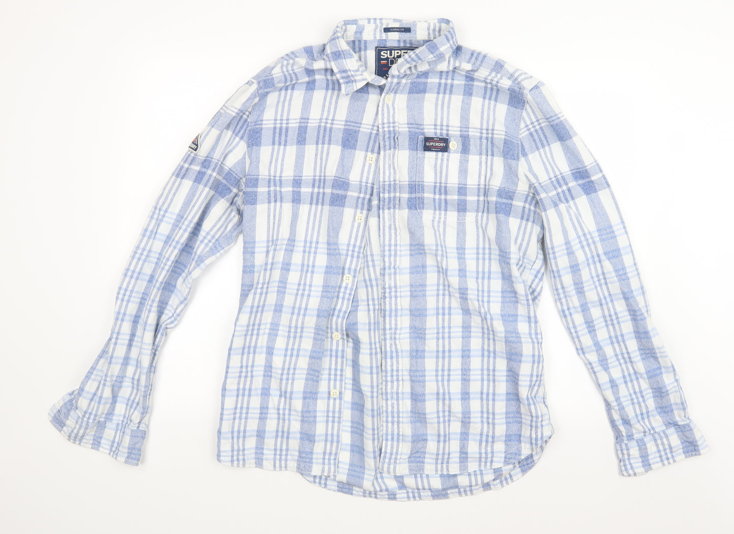 Superdry Mens Blue Check   Button-Up Size XL