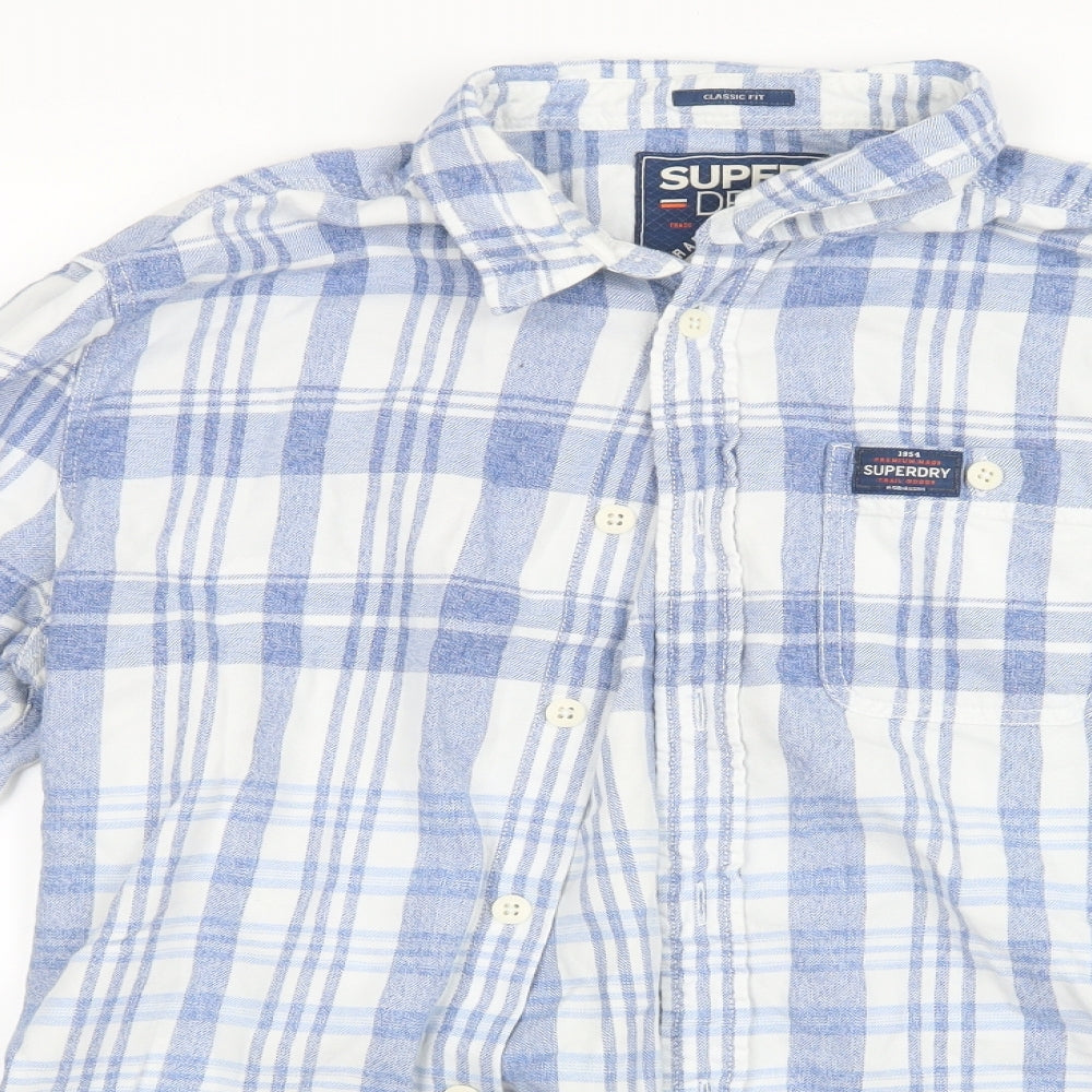 Superdry Mens Blue Check   Button-Up Size XL