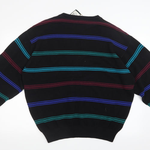 Bobby Jones Mens Black Striped Knit Pullover Jumper Size XL