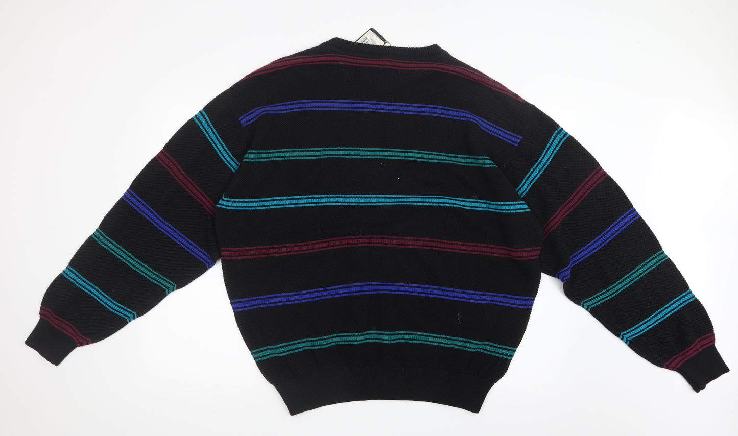 Bobby Jones Mens Black Striped Knit Pullover Jumper Size XL