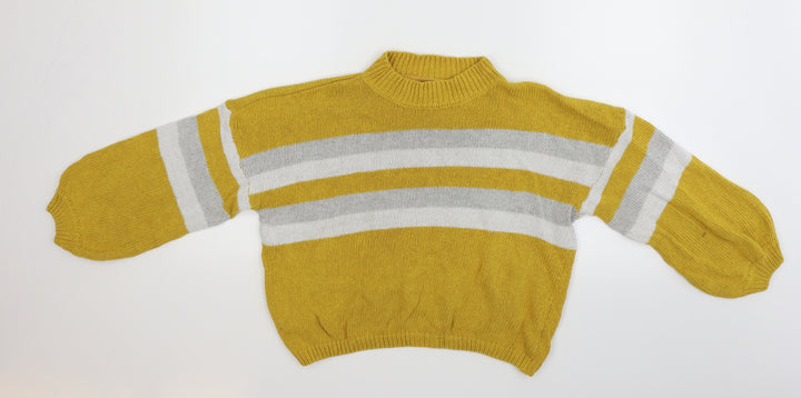 Zaful Womens Yellow Striped Pullover Jumper One Size