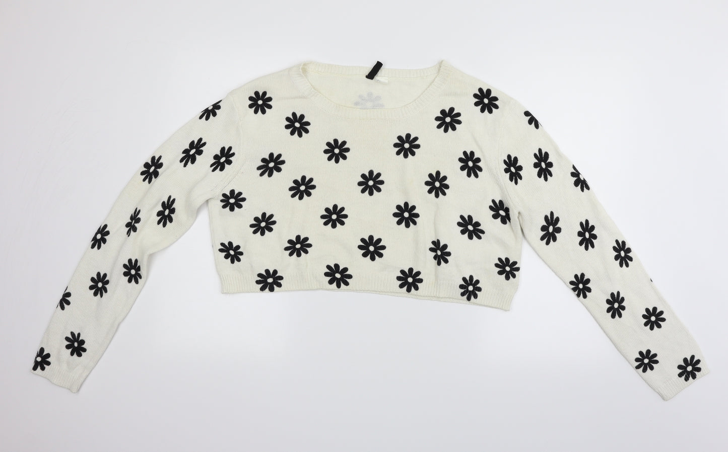 Divided Womens Beige Geometric  Pullover Jumper Size L