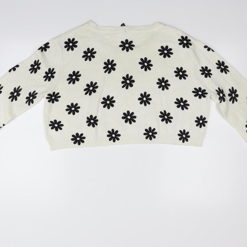 Divided Womens Beige Geometric  Pullover Jumper Size L