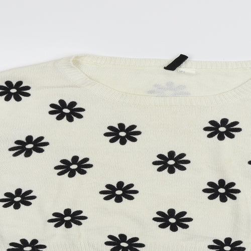 Divided Womens Beige Geometric  Pullover Jumper Size L
