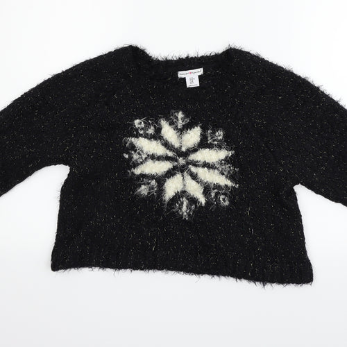 wearing your heart on your sleeve Womens Black Geometric  Pullover Jumper Size M