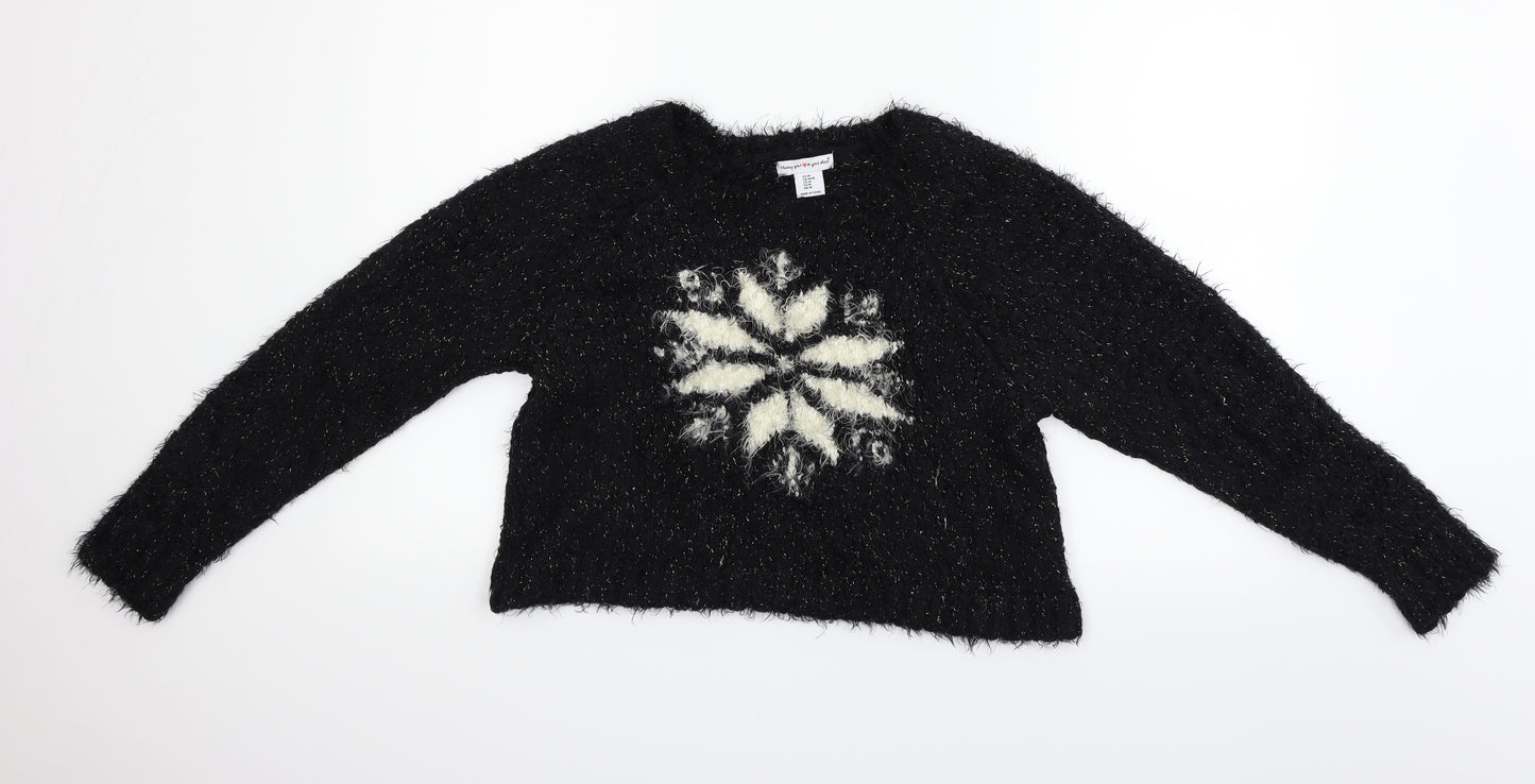 wearing your heart on your sleeve Womens Black Geometric  Pullover Jumper Size M