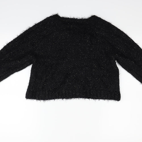 wearing your heart on your sleeve Womens Black Geometric  Pullover Jumper Size M