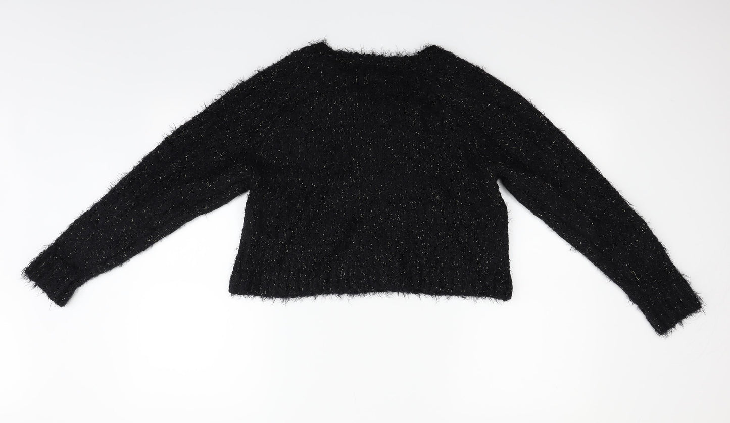 wearing your heart on your sleeve Womens Black Geometric  Pullover Jumper Size M