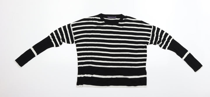 Marks and Spencer Womens Black Striped Pullover Jumper Size 10