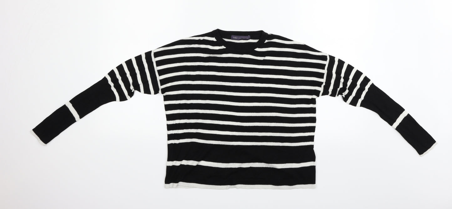 Marks and Spencer Womens Black Striped  Pullover Jumper Size 10