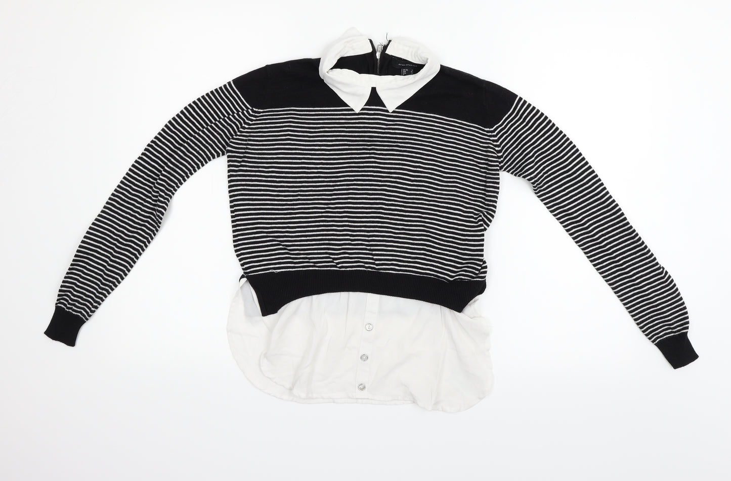 Atmosphere Womens Black Striped  Pullover Jumper Size 8