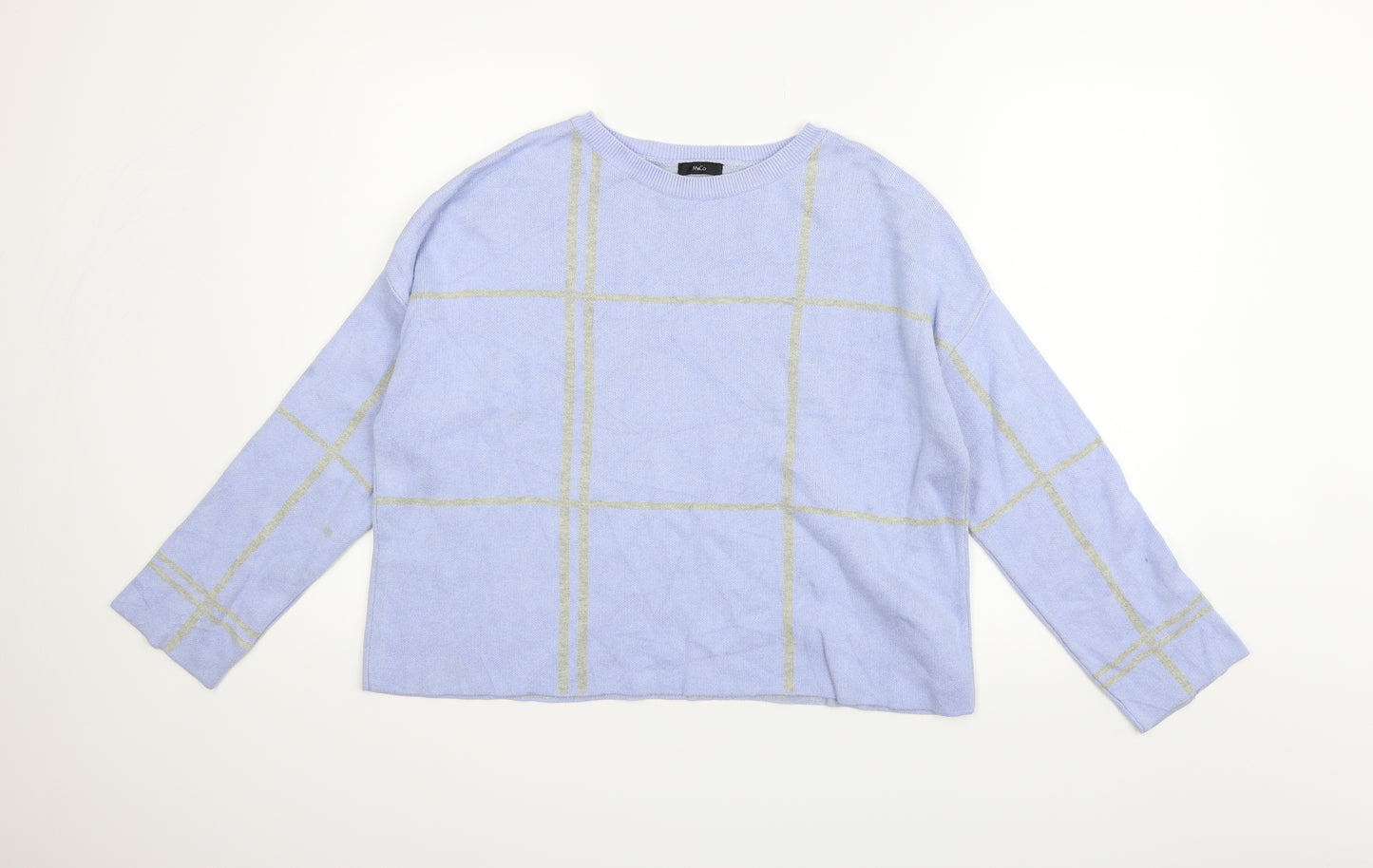M&Co Womens Blue   Pullover Jumper Size M  - washable mark on arm