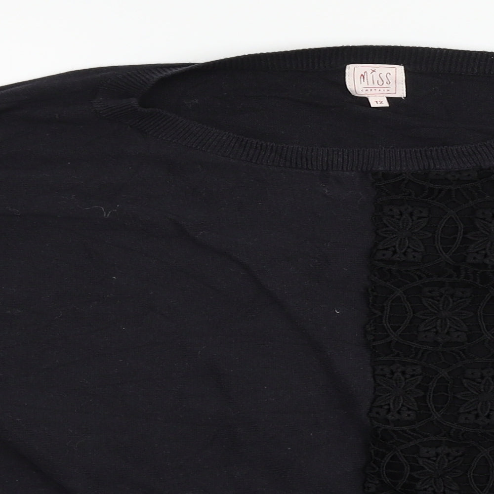 Miss Captain Womens Black   Pullover Jumper Size S