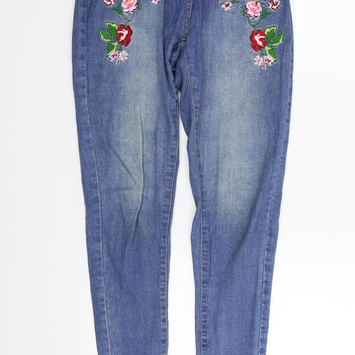 Quiz Womens Blue   Straight Jeans Size 8 L26 in - flowers