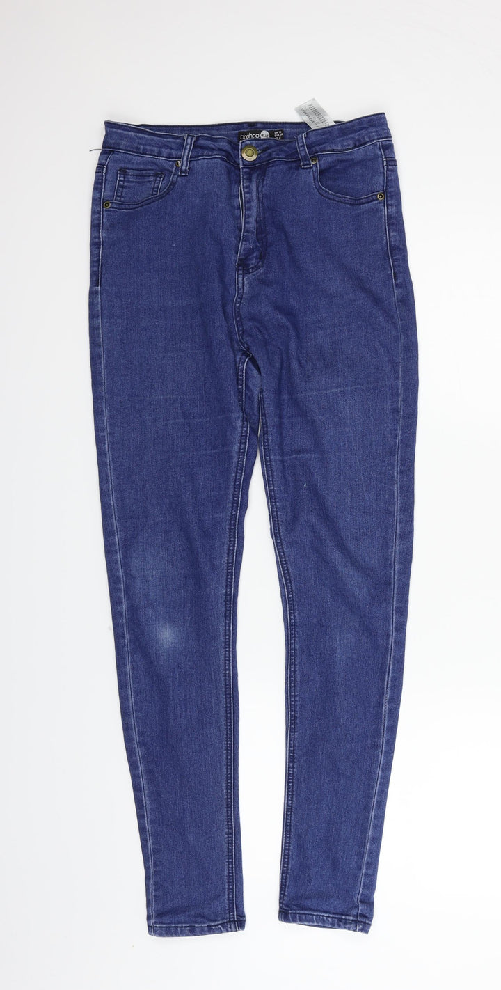 Boohoo Womens Blue Straight Jeans Size 10 L28 in