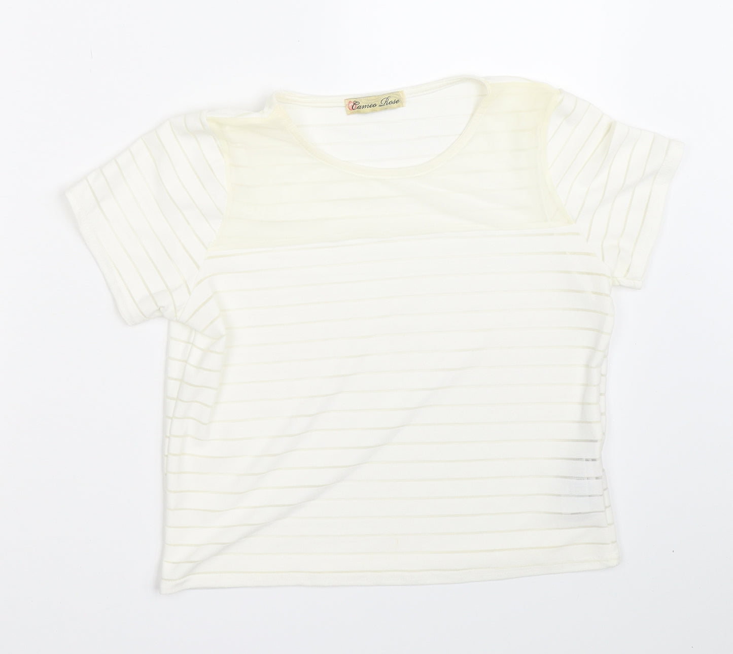 CAMEO ROSE Womens Ivory   Basic T-Shirt Size 10