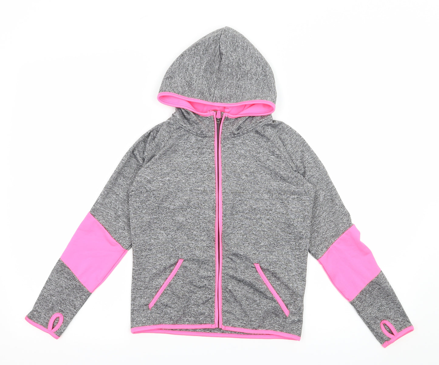 Primark Girls Grey  Jersey Full Zip Hoodie Size 8-9 Years