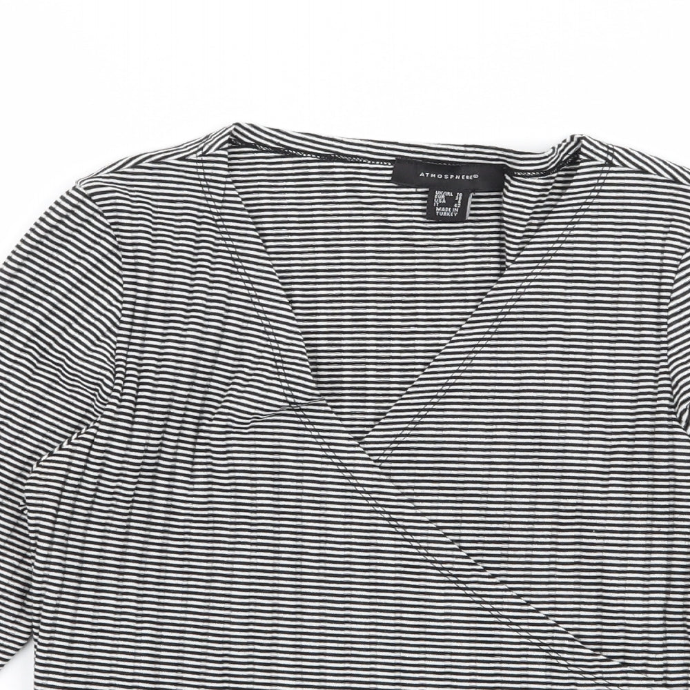 Atmosphere Womens Black Striped Jersey Basic T-Shirt Size 10