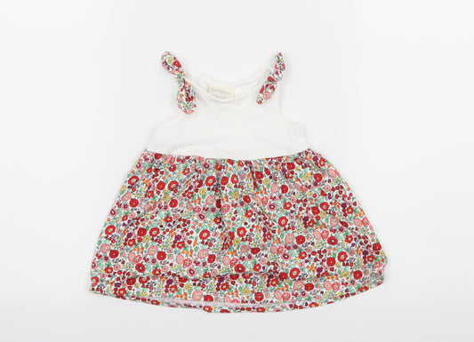 Front view of First Impressions girls’ multicoloured floral jersey skater dress, size 3-6, months