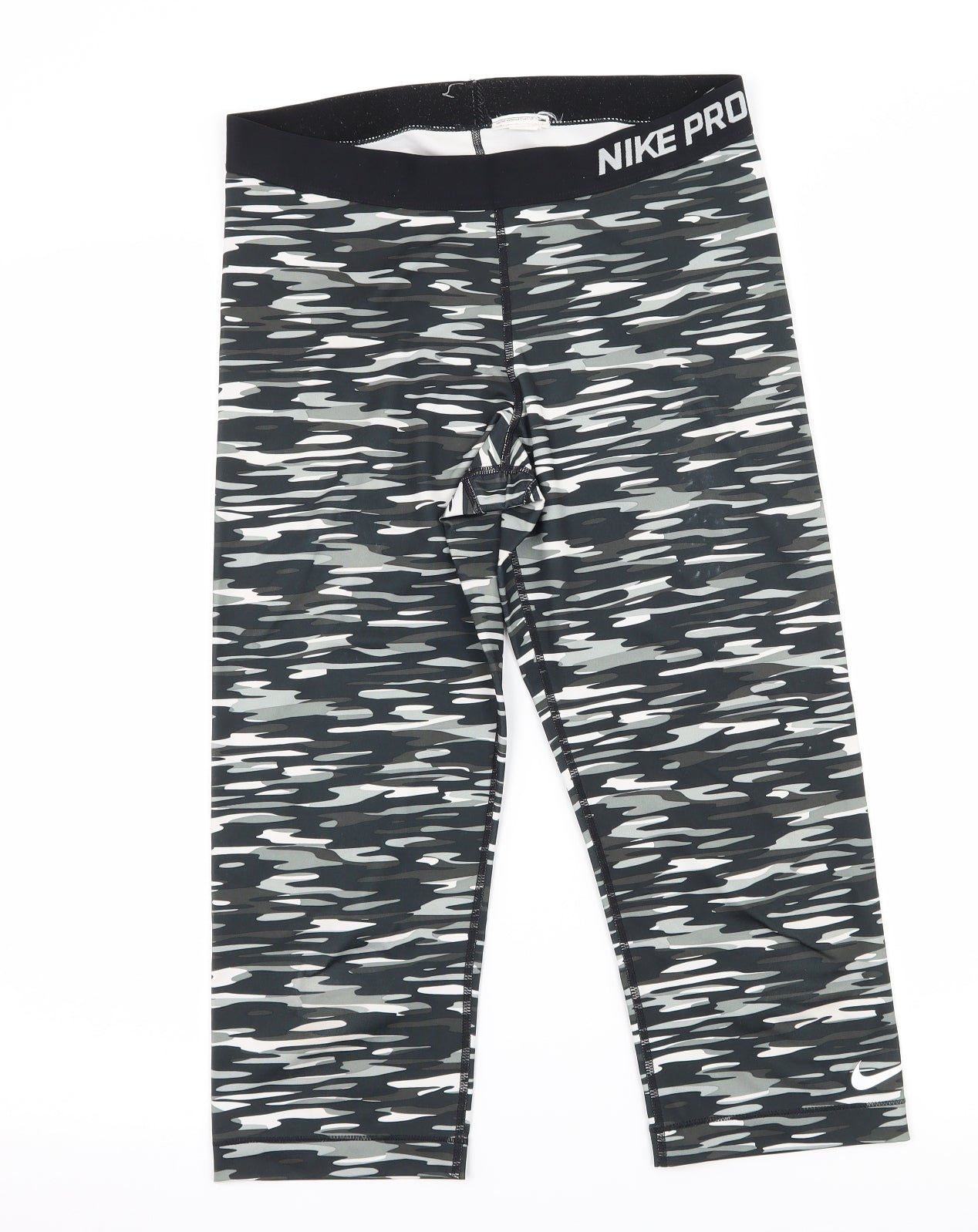 Nike Womens Black Striped Jersey Capri Leggings Size L L20 in