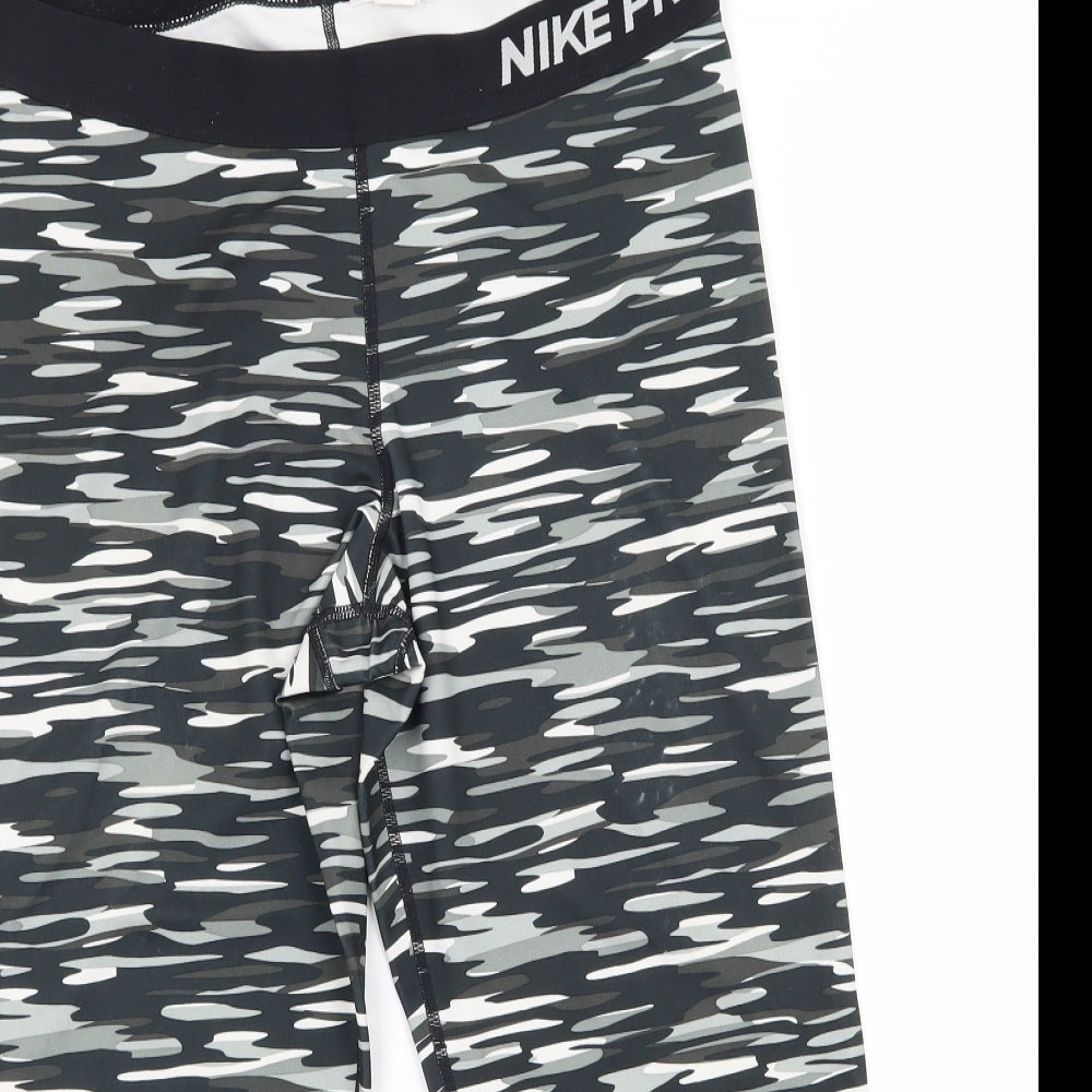 Nike Womens Black Striped Jersey Capri Leggings Size L L20 in