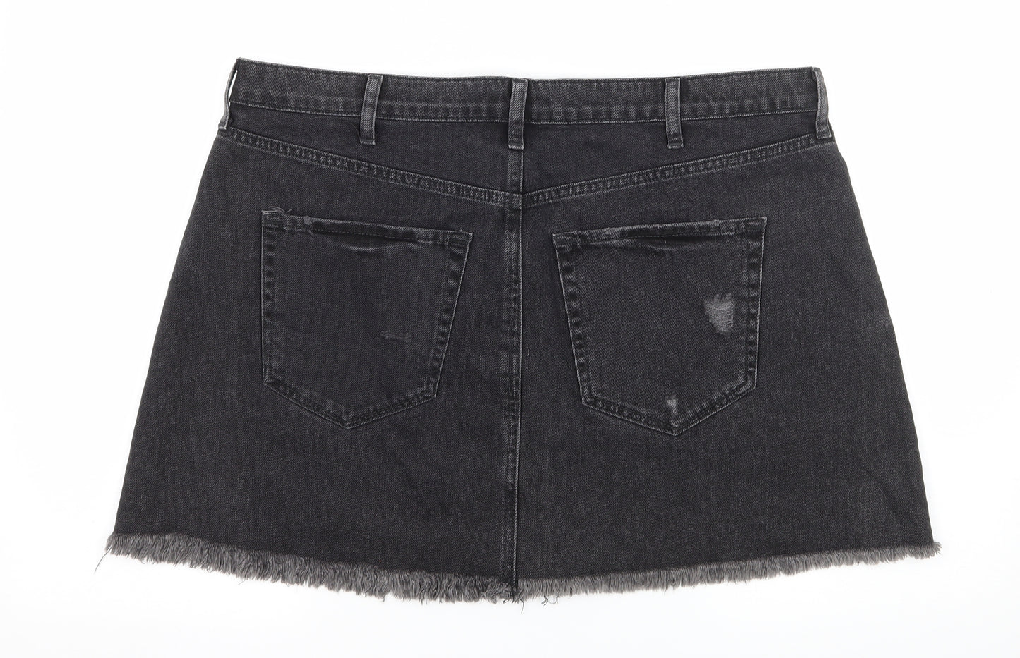River Island Womens Grey  Denim A-Line Skirt Size 18